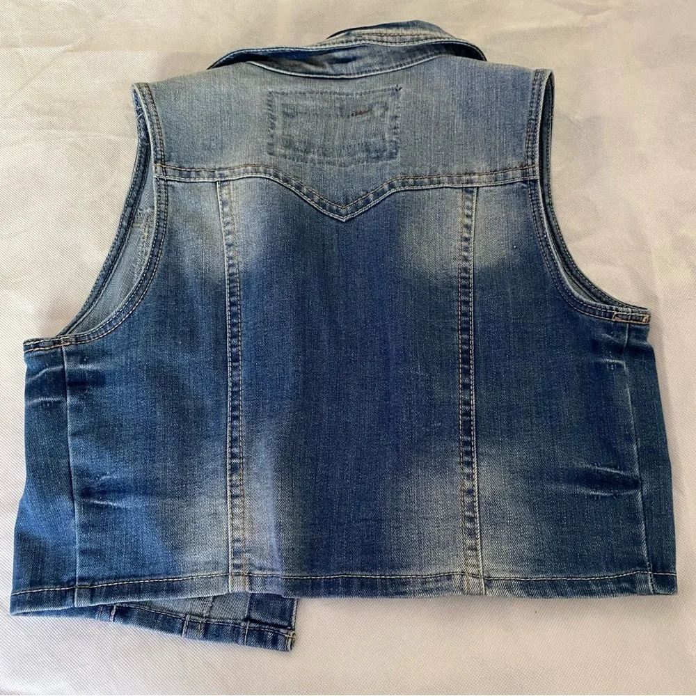 Wallflower Women’s Sleeveless Blue Denim Vest Size XL - Picture 7 of 7